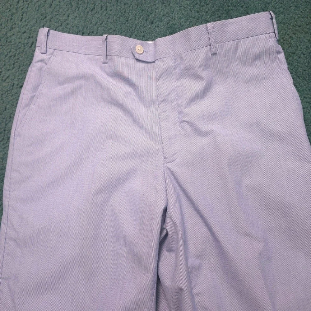 Saddlebred Mens Blue White Micro Stripe Cotton Seersucker Pants 36W x 30L Preppy